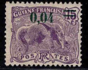 French Guiana Scott 96 MH* 1922 surcharged Anteater stamp