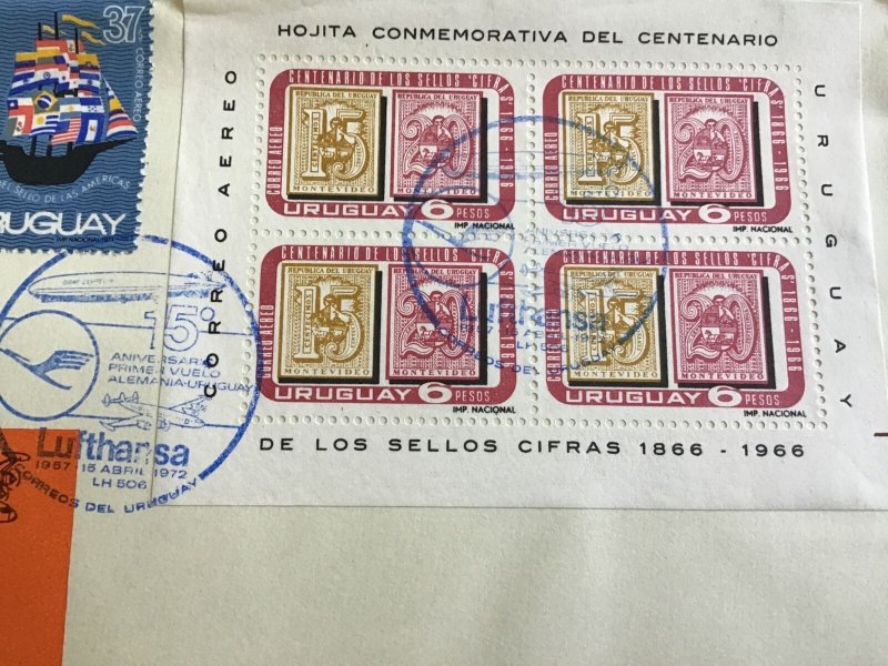 Uruguay Luftpost Air Mail 1972 Commemorative Stamp Cover R43913 