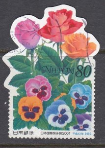 Japan 2000 Sc#2733f Roses and Pansies Used