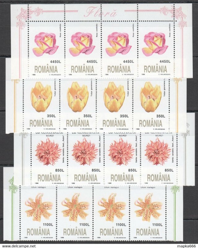 1998 Romania Flowers Flora !!! 4Set #5348-5351 ** Rm351