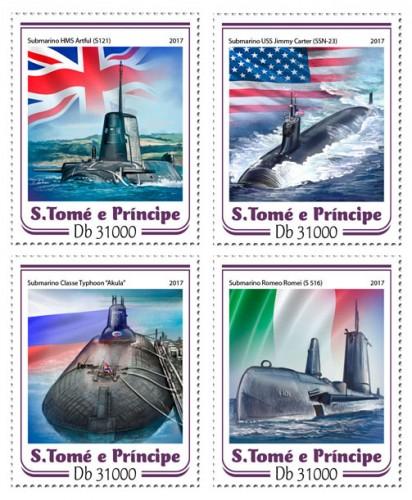 SAO TOME - 2017 - Submarines - Perf 4v Sheet -MNH