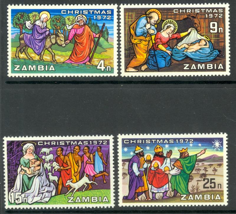 ZAMBIA 1972 CHRISTMAS Set Scott Nos. 90-93 MNH