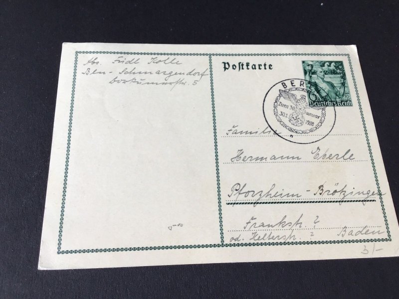 Germany Berlin 1938 special cancel stamps card  Ref R28714