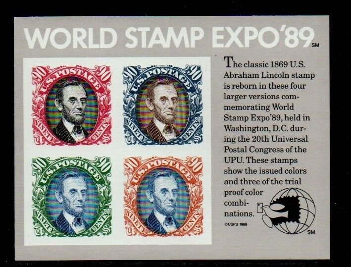 ALLYS STAMPS US Plate Block Scott #2433 90c World Stamp Expo S/S MNH F/VF [A-5]