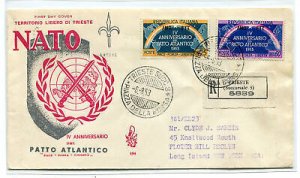 Trieste A FDC Venetia 1953 Pacto Atlantico traveled Racc. for abroad