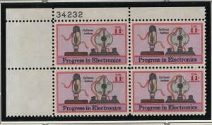 US, C86, MNH, PLATE BLOCK, 1973, PROGRESS IN ELECTRONICS