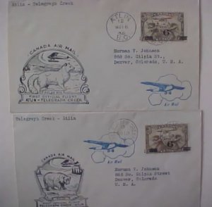 CANADA BRITISH COLUMBIA 2 DIFF. FLIGHT 1934 #C3 cat.$45.00