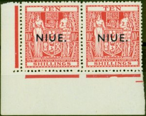 Niue 1945 10s Carmine-Lake SG85 V.F MNH Pair