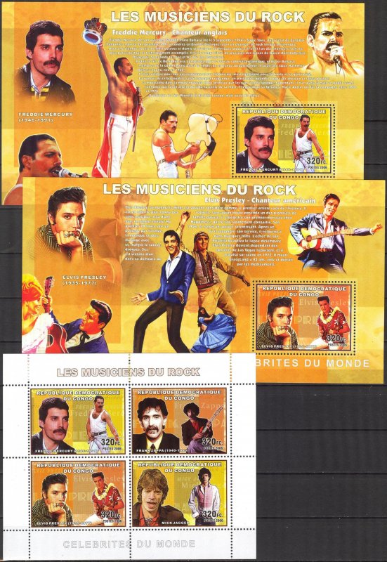 Congo 2006 Music Rock Famous Musicians sheet + 4 S/S MNH 2 scans