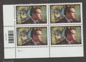 U.S. Scott #3444 Thomas Wolfe Stamp - Mint NH Plate Block
