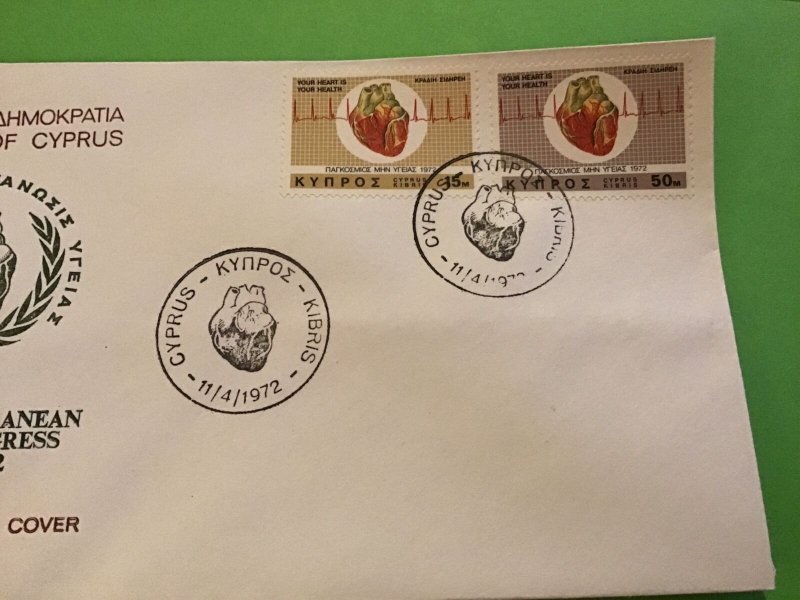 Cyprus First Day Cover Medical Congress Heart Health 1972 Stamp Cover R43189