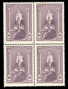 Australia #178 Cat$160, 1938 10sh dull gray violet, block of four, never hinged