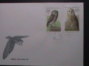 ​POLAND-1990 SC#2995,3000 FDC LOVELY BEAUTIFUL OWLS-MINT FDC VERY FINE