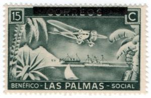 (I.B) Spain Civil War Cinderella : Las Palmas Overprint 15c