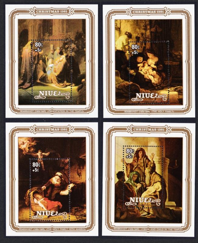 Niue Rembrandt Paintings Christmas 4 MSs Charity SG#MS453 SC#350-353
