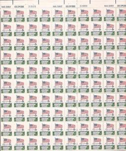 US Stamp - 1970 6c Flag & White House - 100 Stamp Sheet - Scott #1338D