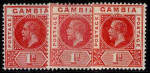 GAMBIA GV SG87 + 87a + 87b, 1d SHADE VARIETIES, M MINT. Cat £17.