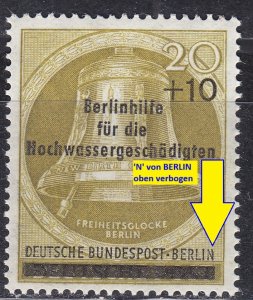 GERMANY BERLIN [1956] MiNr 0155 I ( **/mnh ) Plattenfehler