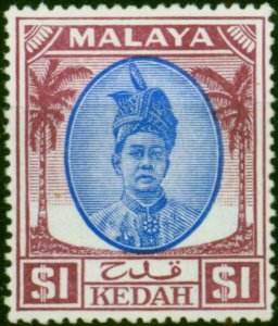 Kedah 1950 $1 Blue & Purple SG88 Fine LMM