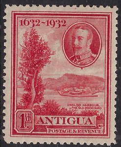 Antigua 1932 KGV 1d Scarlet Tercentenary MM SG 82 ( L1145 )