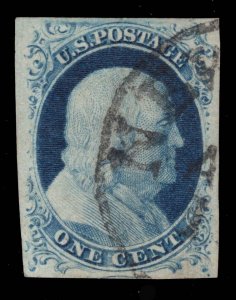 MOMEN: US #9 POS. 64R1L IMPERF USED VF/XF LOT #89965*