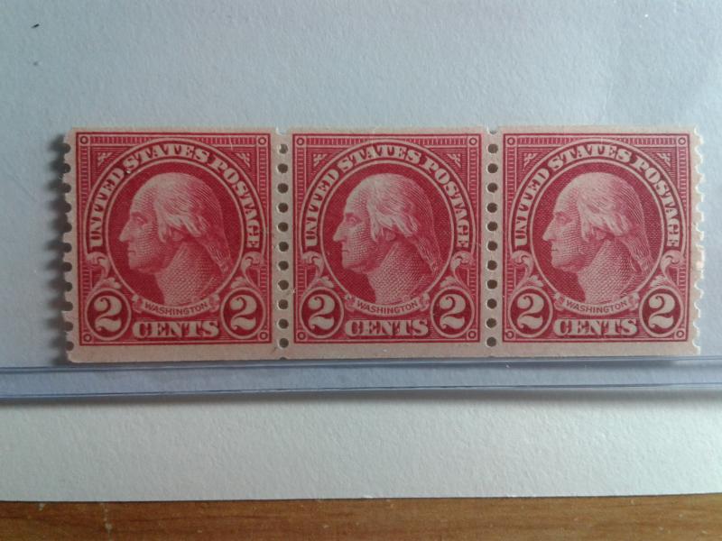 SCOTT # 606 MINT NEVER HINGED HORIZONTAL COIL OF 3 STAMPS !!!!