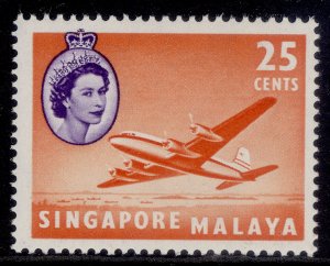 SINGAPORE QEII SG47, 25c orange-red & bluish violet, NH MINT.