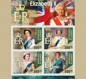 Stamps.  memory of Queen Elizabeth II 2022 Djibouti 1+1 sheet perforated