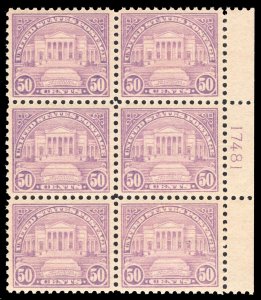 MOMEN: US STAMPS #570 PLATE BLOCK OF 6 MINT OG NH VF LOT #71625