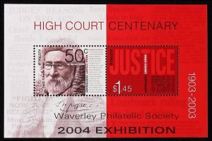 AUSTRALIA 2003 High Court Anniv $1.95 M/Sheet Waverley Philatelic. MNH **.