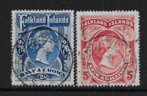 FALKLAND ISLANDS SG41/2 1898 HIGH VALUES USED