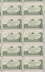 1108   Gunston Hall, Virginia - George Mason MNH 3 cent sheet of 50   1958