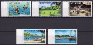 St.Vincent 1975 Sc#430/434 SNORKEL DIVING/GOLF/YACHTING/MUSIC Set (5) MNH