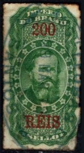 1869 Empire of Brazil Revenue 200 Reis General Stamp Duty Used