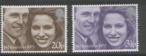 Great Britain 1973 Royal Wedding Set of (2) Scott #707/708