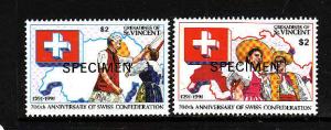 St Vincent Grenadines-Sc#812-13-Unused NH Specimen-Man & Woman-1991-Maps-