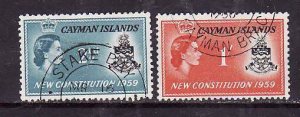 Cayman Is.-Sc#151-2- id2-used set-QEII-New Constitution-1959-