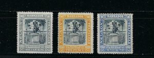 BARBADOS SCOTT #110-112  1907 NELSON MONUMENT WMK 3 - MINT  HINGED