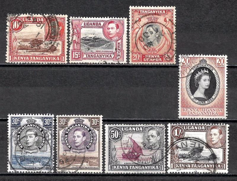 KENYA UGANDA & TANGANYIKA 1922-53 Collection Used.(needs checking)2 Scans.