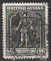 1934 British Guiana - Sc 221 - used VF - 1 single - Sir Walter Raleigh & son