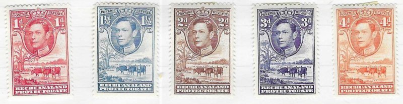 Bechuanaland Protectorate  #125-129 George V  (MLH)  CV $4.20