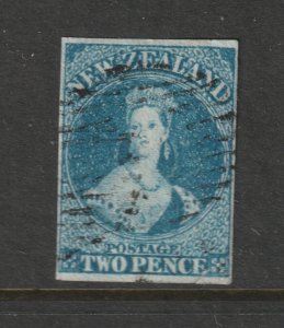 New Zealand an imperf 2d blue QV FFQ