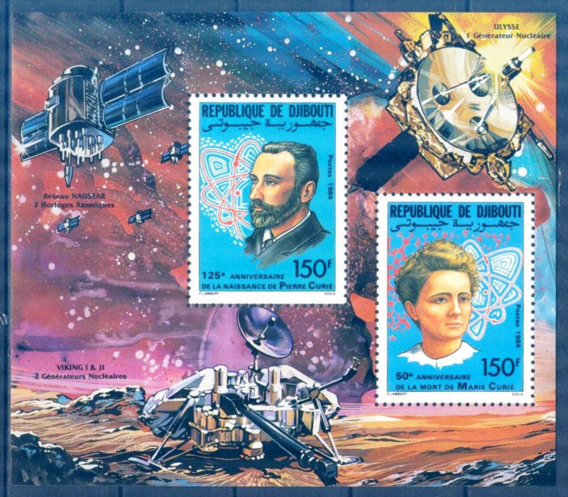 Djibouti 1984 Science Marie Curie , Pierre Curie Nobel Prix  Mi. Bl.109A MNH