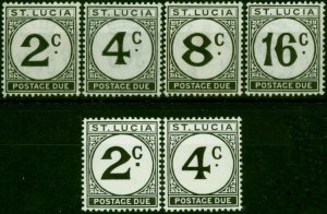 St Lucia 1949-65 Postage Due Set of 6 SGD7a-D10a & D11-D12 Fine LMM