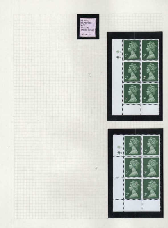 COLLECTION OF UNMOUNTED MINT 2p LITHO MACHIN PLATE BLOCKS ON 8 PAGES