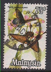 Malaysia 1970 QE2 75c Butterflies SG 67 used ( F268 )