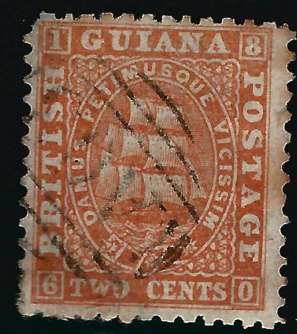 British Guiana 1860 SC19 SG40 Used F-VF selvage toning £50/$60...Tough to Find!