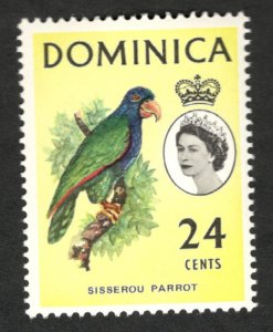1963 Dominica Sc #175 - 24¢ QEII & Sisserou Parrot bird - MH stamp Cv$8.50