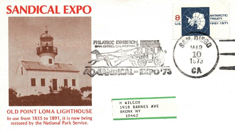 OLD POINT LOMA LIGHTHOUSE CACHET EVENT COVER AT SANDICAL EXPO SAN DIEGO 1973