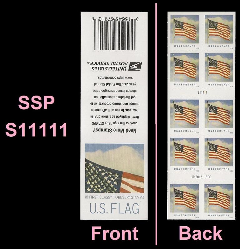 US 5054a Flag forever booklet SSP S11111 (10 stamps) MNH 2016